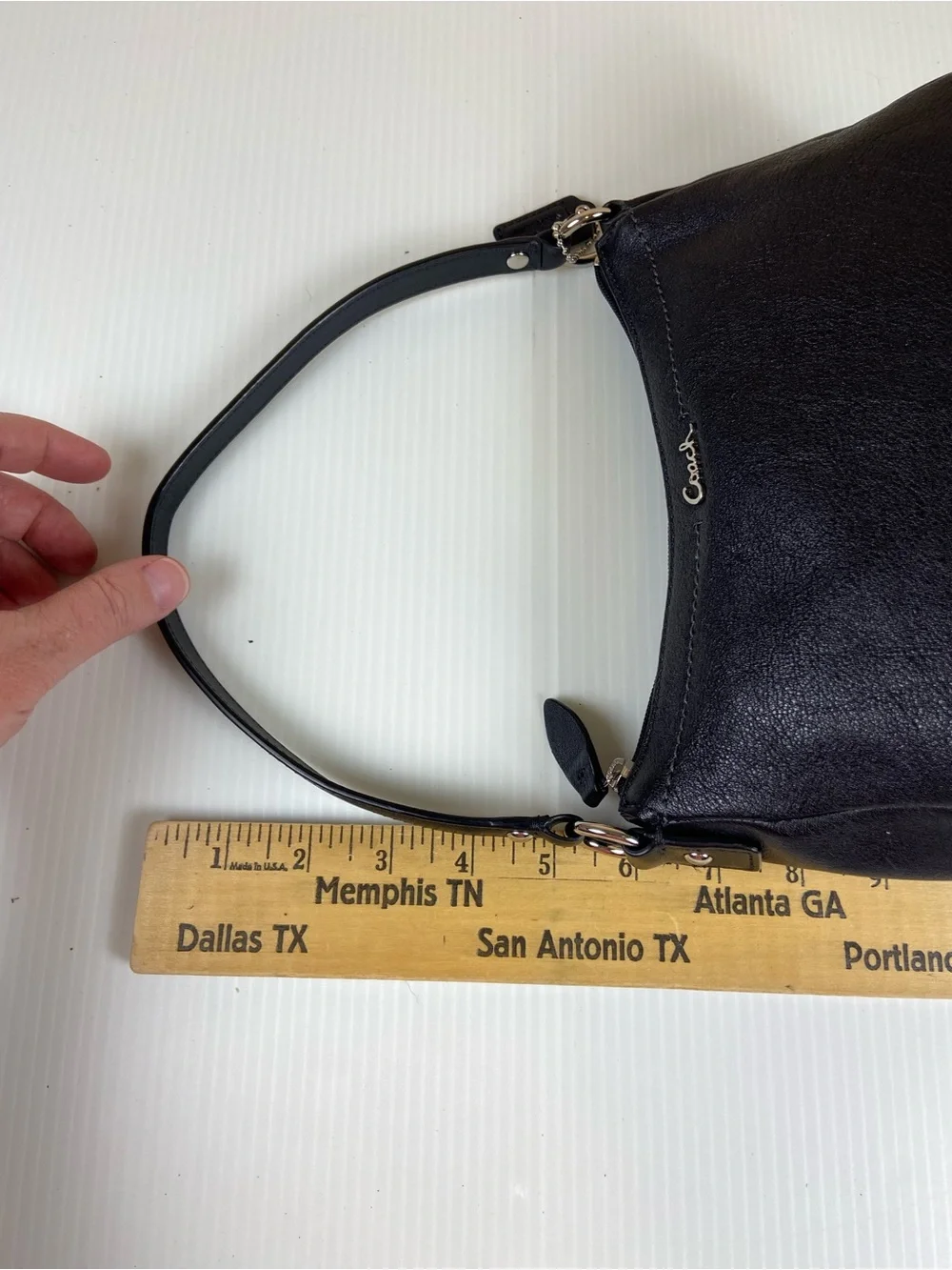 Coach Black Leather Mini Shoulder Bag Y2K Baguette Purse